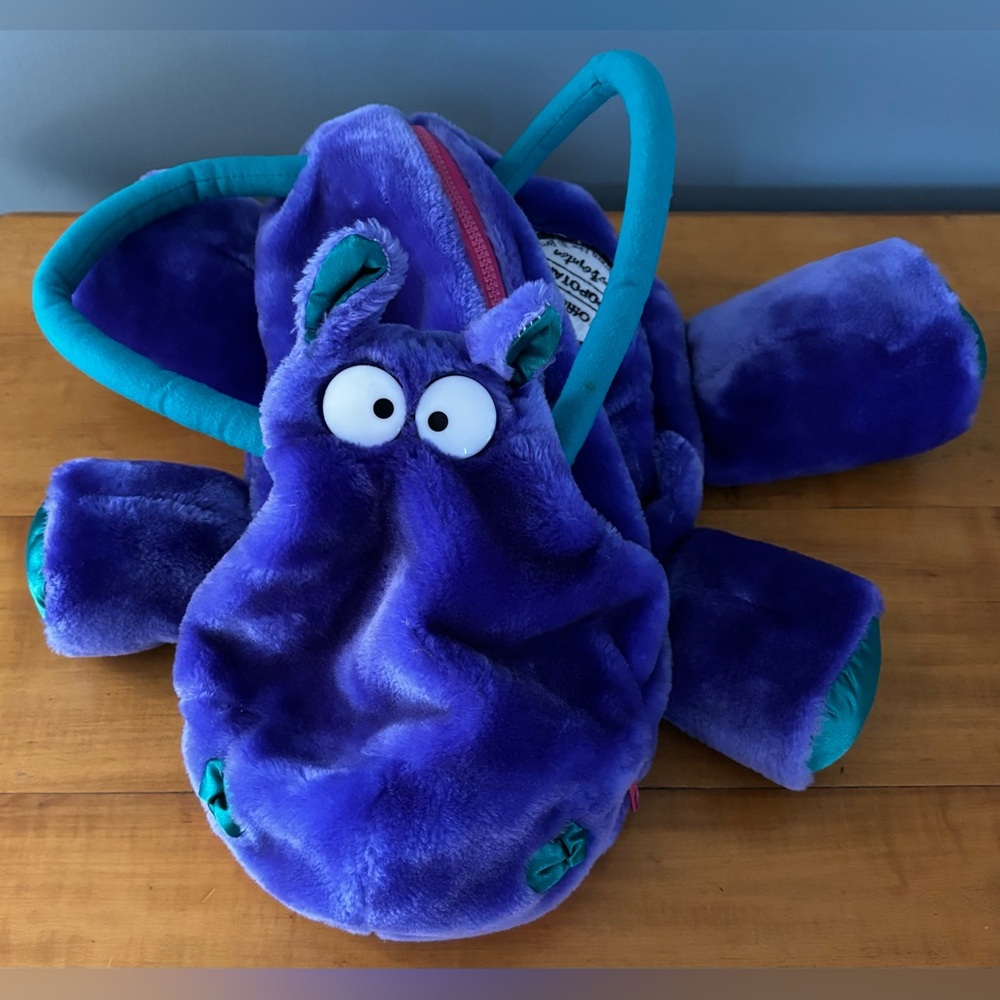 Zippopotamus Boynton Carousel by Guy Hippo Plush Purple Backpack 80s VTG 1989
